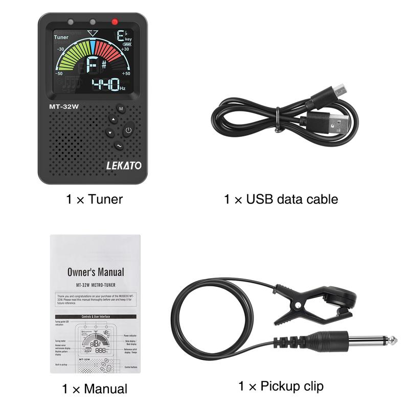 LEKATO MT-3200W Metronome Tuner, Rechargeable 3 In 1 Digital Metronome with Vocal Count, Tone Generator Tuners for Guitar, Bass, Violin, Ukulele, Chromatic, Clarinet, Trumpet, Flute, All Instruments