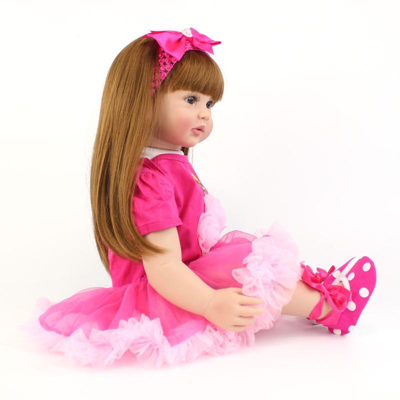 Realistic Reborn Girl Doll, 1 Box Cute Soft Silicone Newborn Doll, 24 Inch Alive Soft Cute Play House Toy, Handmade Gift for Child, Christmas Gift