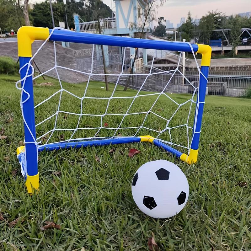 Portable Football Goal, 1 Set Durable Detachable Soccer Goal with Inflatable Football and Pump for Indoor & Outdoor Use, Christmas Gift