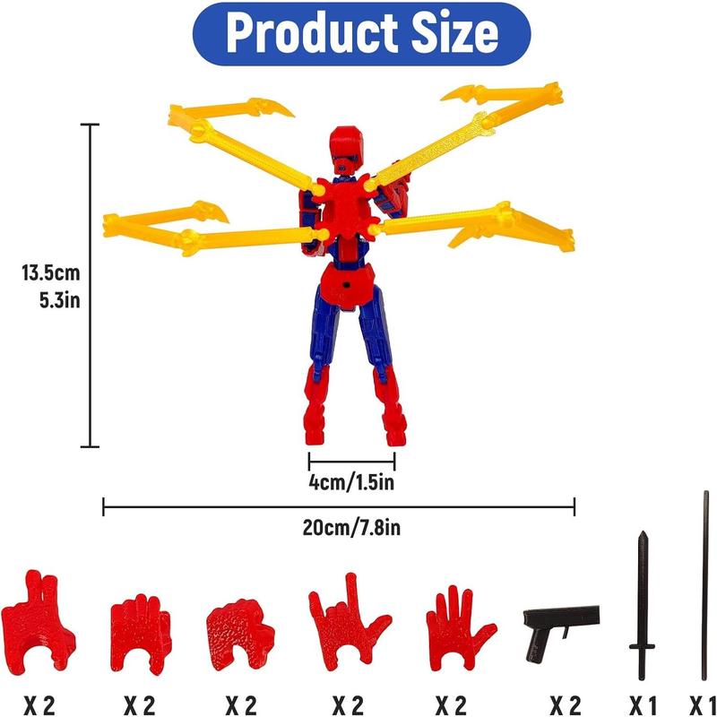 (Assembly Completed) T13 Action Figure, 3D Printed Robot Action Figure Spider Guy Multi-Jointed Movable with Changeable Claws and Hands, Super Hero Action Figures for Boys Desktop Decorations