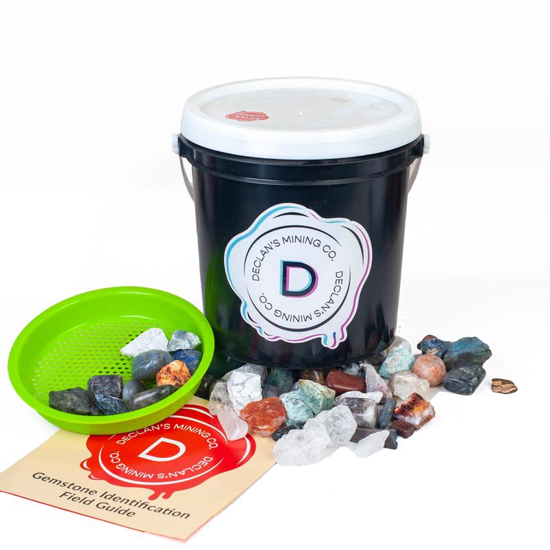 Declan's Gallon Mix Bucket - Includes Sifter, Confetti Sand, Raw Stones, and Tumbled Stones