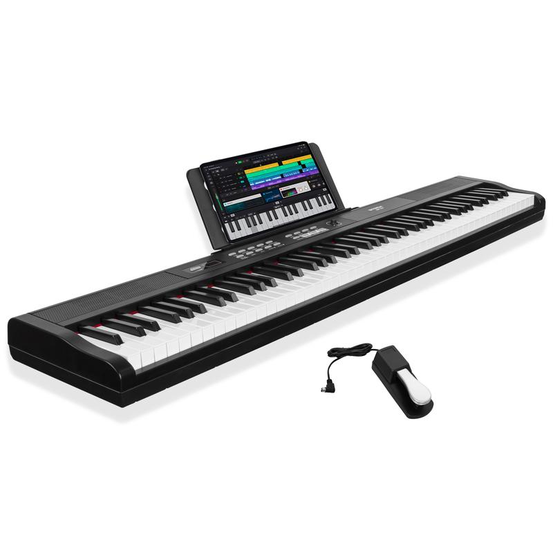 STRICH Digital Piano Keyboard - Full Size 88 Key Electric Keyboard with Semi-Weighted Sensitive Keys, Sustain Pedal, Music Rest - 900 Sounds, 700 Rhythms, Portable Design for Beginners, Black, SEP-150