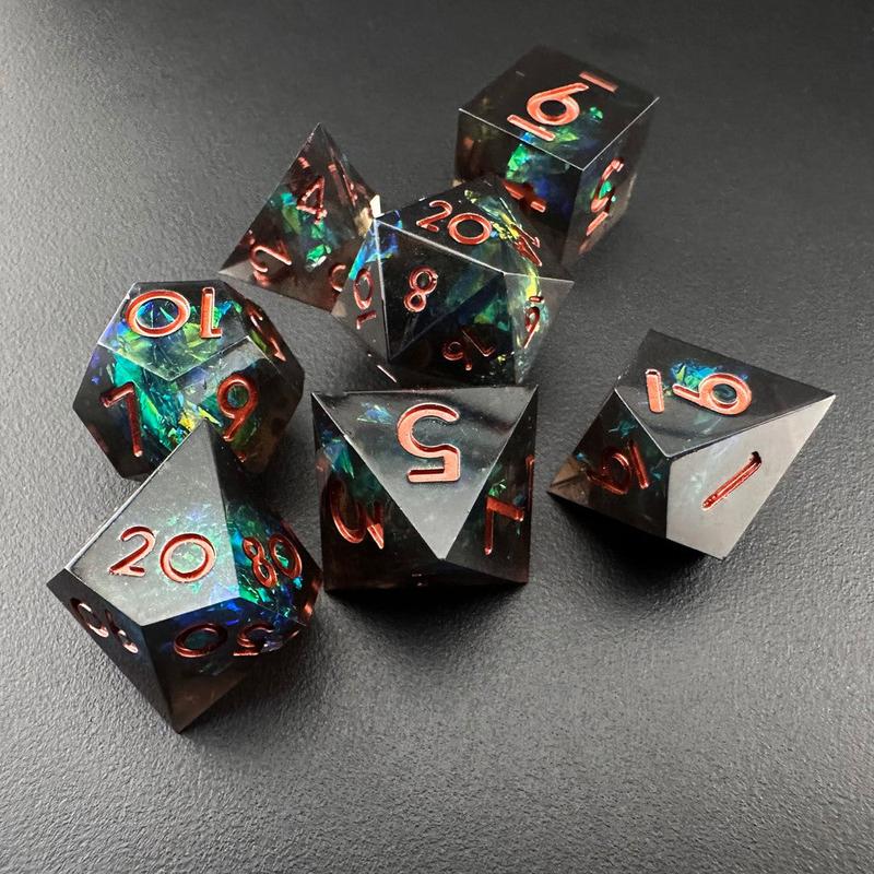 MinMax Misfits Obsidian Grove Sharp Edged Resin Polyhedral DnD Dice Set for Dungeons & Dragons (7pc) | DnD | Tabletop RPGS |  | TTRPGs