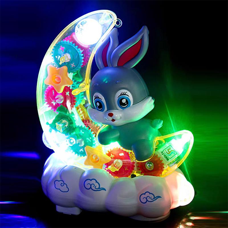 Cute Gear Moon Rabbit Crawling Toy With Light And Music Unique Holiday Birthday Gift