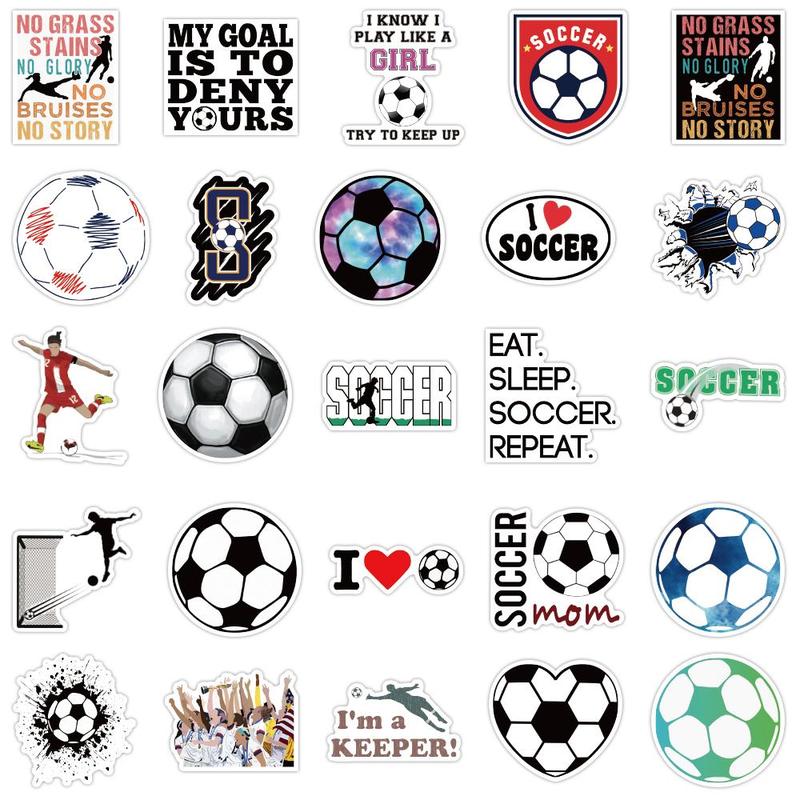 Football Themed Sticker (50pcs), Scrapbooking & Journal Making Material Paper, DIY Decorative Sticker For Stationery Computer Water Bottle Skateboard, Boyfriend Gifts