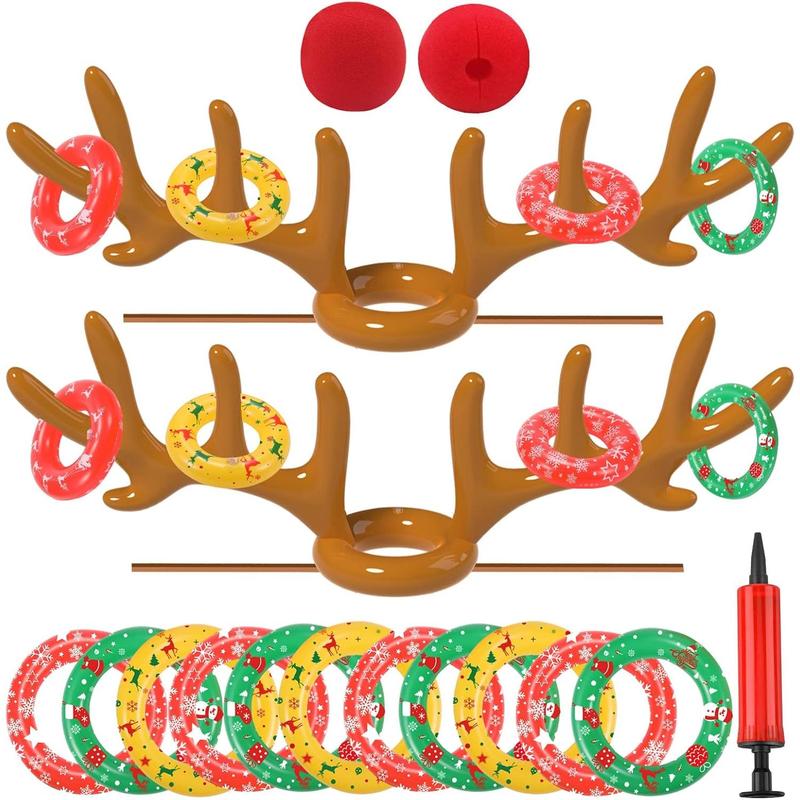 Christmas Games, Inflatable Reindeer Antler Ring Toss Game, Christmas Party Games for Kids Adults, Fun Xmas Gifts Carnival Holiday Party Games for Family