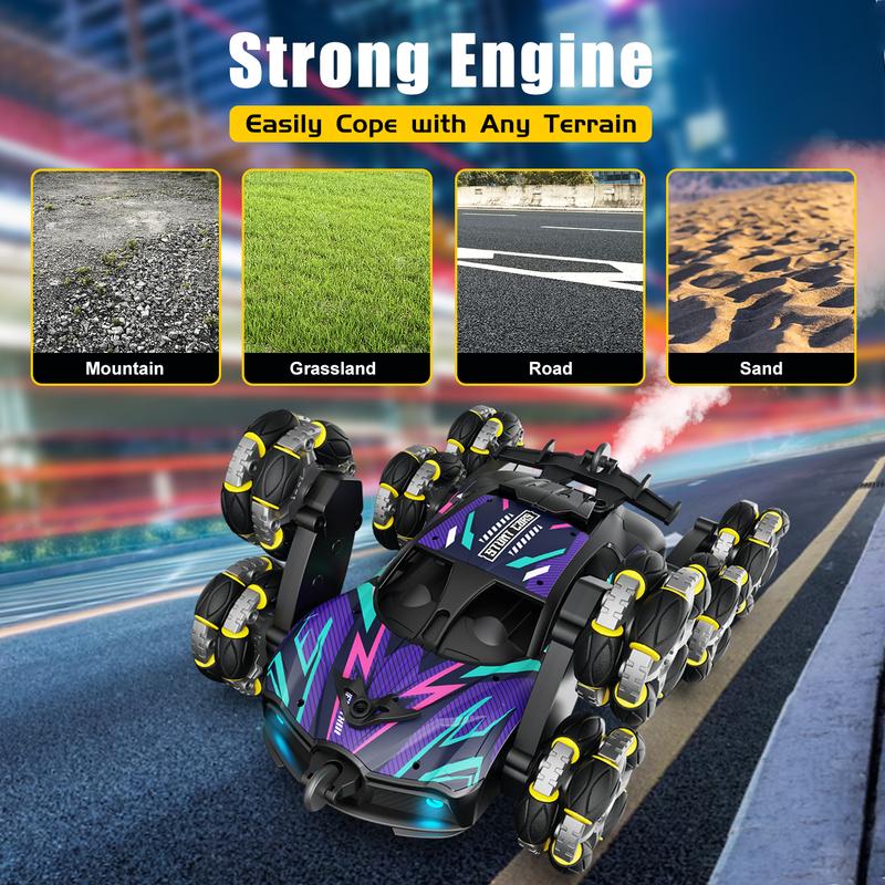 Lehoo Castle 8 Wheels RC Stunt Car Toys, 2.4Ghz Remote Control Cars,Transform Drift Off Road for kids, with Lights & Music, 360° Rotating, Birthday Gifts Ideas for Kids