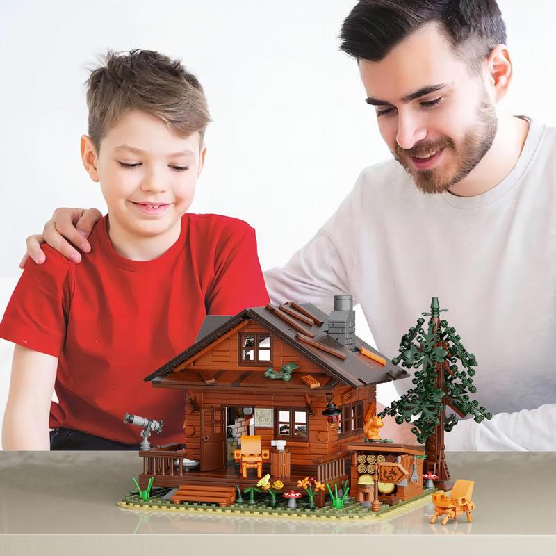 Forest Cabin House Building Blocks Set, Perfect Halloween Toys and Gifts for Fans and Kids (1077 pcs)