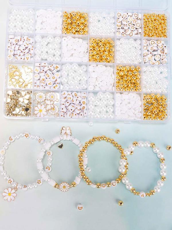 Faux Pearl & Flower & Heart Design Beaded Kit, DIY Jewelry Making Kit, Jewelry Making Supplies for Women & Girls