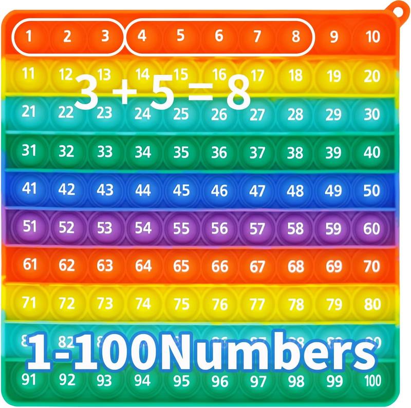 1-100 Numbers Fidget Maths Toys, 100 Bubbles Stress Relief Toys, Home Kindergarten School Early Education Maths Cognitive, Maths Manipulative Toys