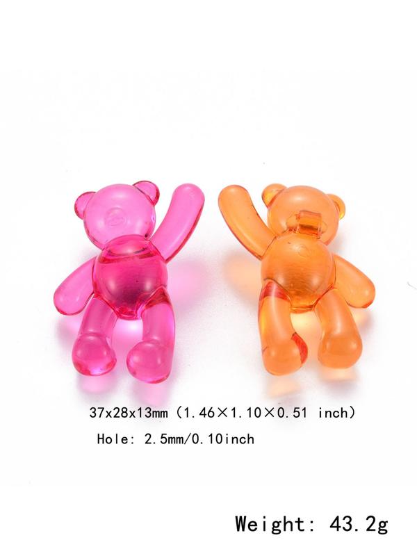 Mixed Color Bear Shaped Bead, 10pcs Cute Creative Bead for Diy Bracelet Necklace Earrings Jewelry Making, Fashion Accessories for Women & Girls