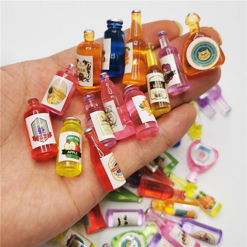 Random Color Mini Imitation Drink Bottle Kit, 30pcs set DIY Variety Toy House Tableware Decoration, Cake Dessert Food Decoration Supplies