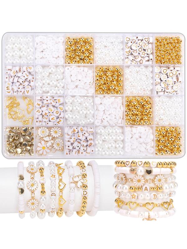 Faux Pearl & Flower & Heart Design Beaded Kit, DIY Jewelry Making Kit, Jewelry Making Supplies for Women & Girls