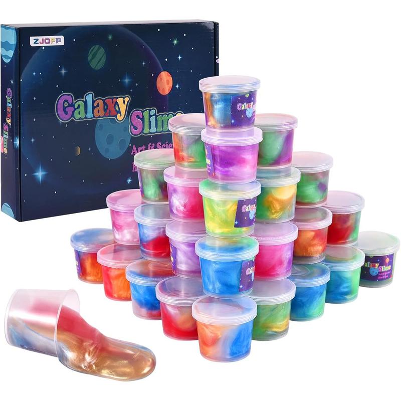 Kids Party Favors Galaxy Slime Kit, 30 Pack Bulk Rich Colorful Putty Toy, Stress and Anxiety Relief Sludge, Christmas Stocking Stuffers for Girls and Boys