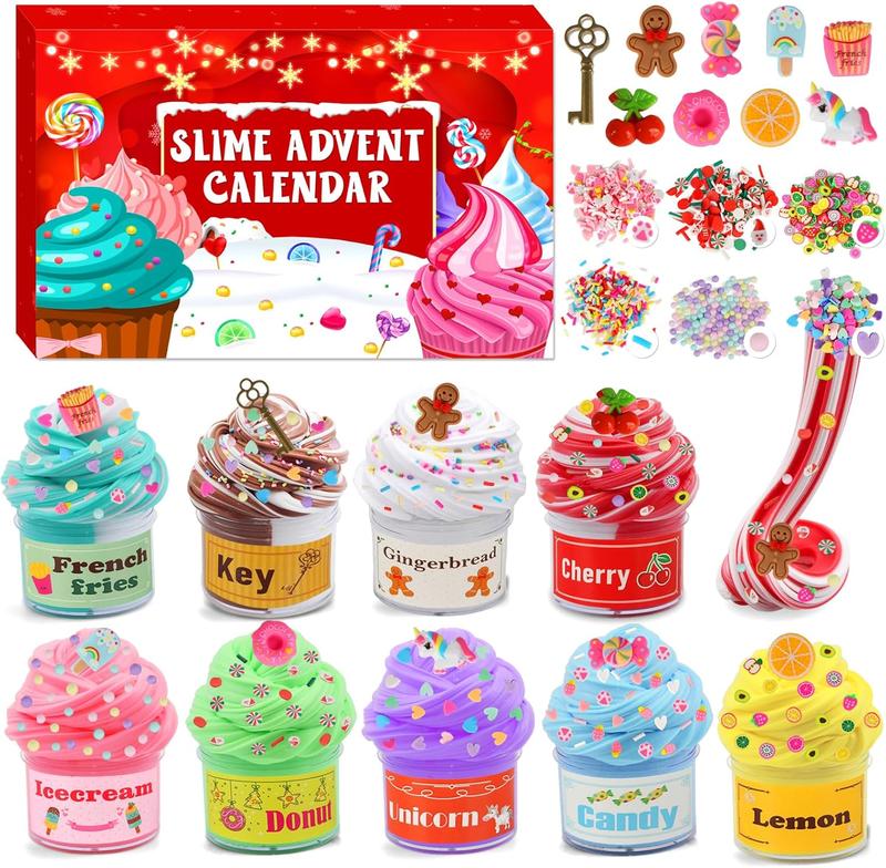 Slime Advent Calendar for Boys Girls Christmas Countdown Calendars DIY Butter Slime Kit Charms Party Favors Stocking Stuffers Xmas Gifts for kids