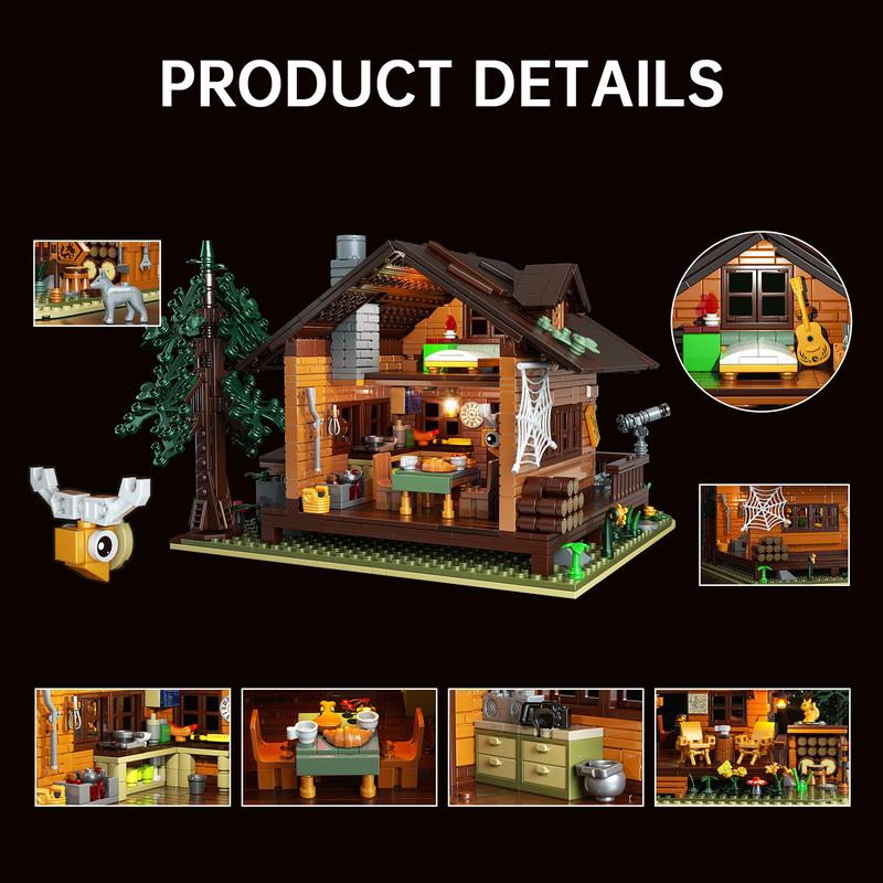 Forest Cabin House Building Blocks Set, Perfect Halloween Toys and Gifts for Fans and Kids (1077 pcs)