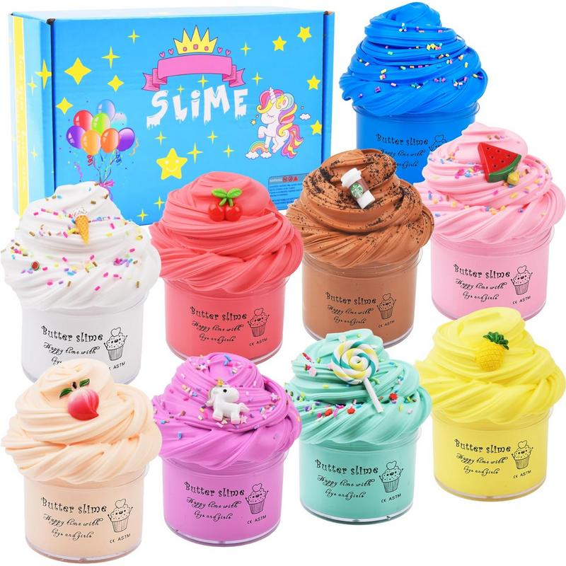 Scented Slime Kit with 3 Pack Butter Slime,Pink Watermelon,White Ice Cream and Ocean Coffee for Girls and Boys,Super Soft and Non Sticky DIY Surprise Slime