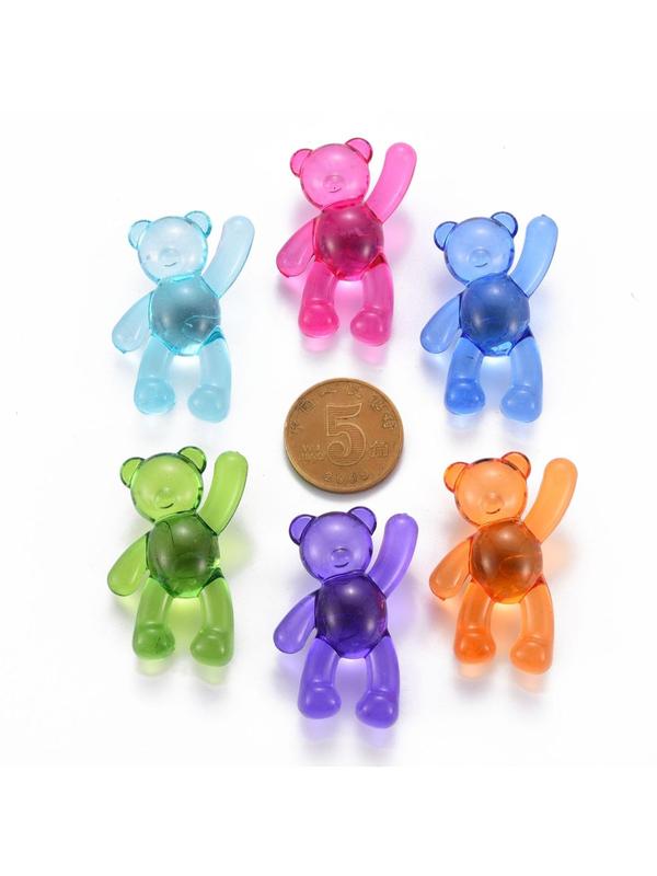 Mixed Color Bear Shaped Bead, 10pcs Cute Creative Bead for Diy Bracelet Necklace Earrings Jewelry Making, Fashion Accessories for Women & Girls