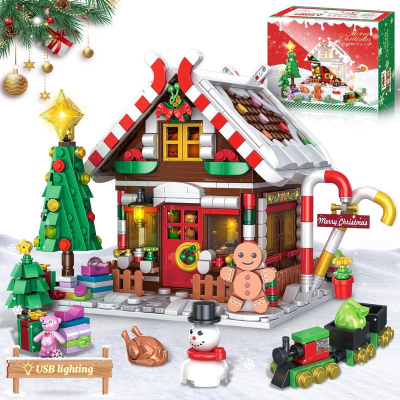 TOKMOC 2024 Christmas Series Building Block Set,Classic Christmas Tree,Gingerbread House,Christmas train and   Pink and Green Christmas Advent Calendar,Christmas Gift and Home Decoration Architecture ,For aged 12 and above