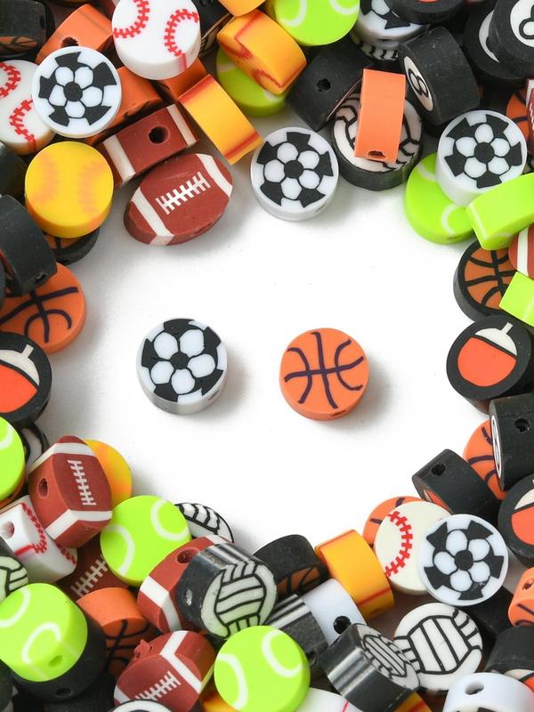 Sporty Themed Beads, Mixed Color Soft Clay Beads, DIY Jewelry Making Accessories for Bracelet & Necklace, Fashion Accessories for Men & Women