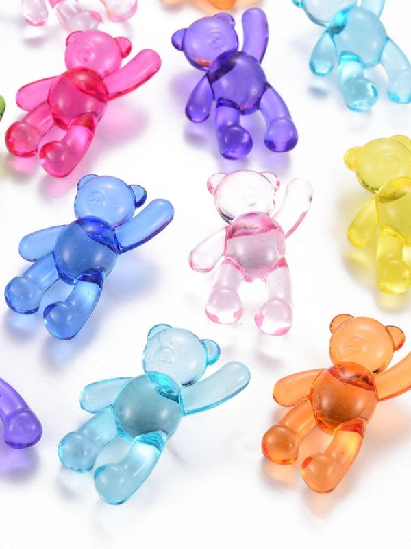 Mixed Color Bear Shaped Bead, 10pcs Cute Creative Bead for Diy Bracelet Necklace Earrings Jewelry Making, Fashion Accessories for Women & Girls