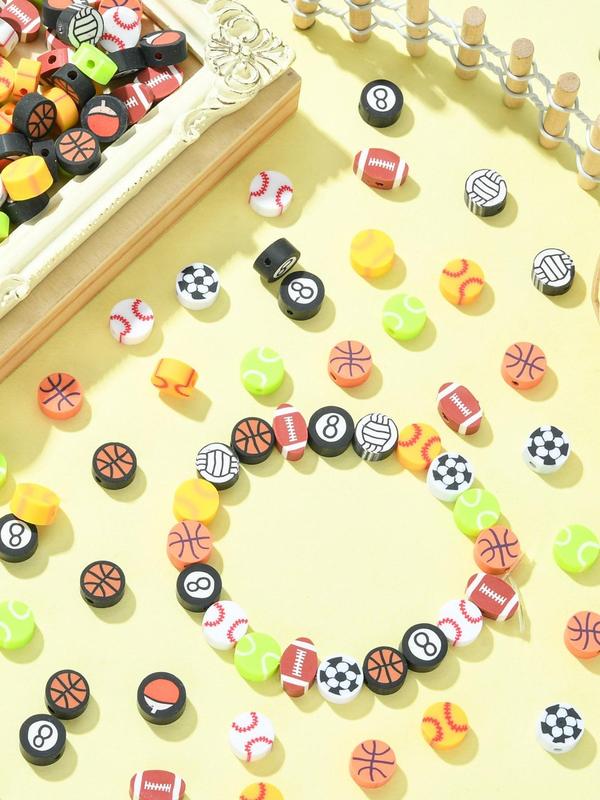 Sporty Themed Beads, Mixed Color Soft Clay Beads, DIY Jewelry Making Accessories for Bracelet & Necklace, Fashion Accessories for Men & Women