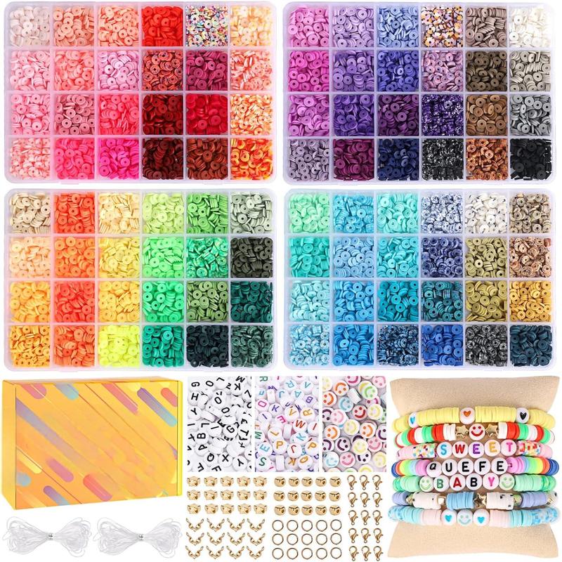 5300 Clay Beads Bracelet Making Aesthetic Kit Polymer Heishi Letter Beads for Friendship Bracelet Pearl Disc Beads Charms for Jewelry Making DIY Creative Gift for Girls Pony Beads DIY Arts Charms Decorative Christmas