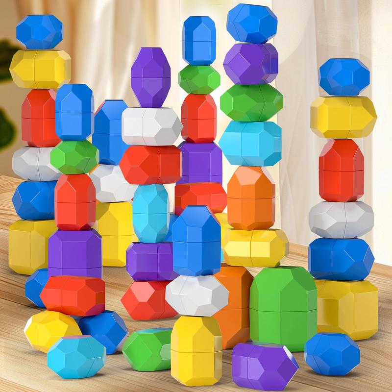 Stacking Stones Educational Toy Set for Sensory Building Blocks, 40 Pieces, Preschool Development Activities, Gift for Christmas Birthday