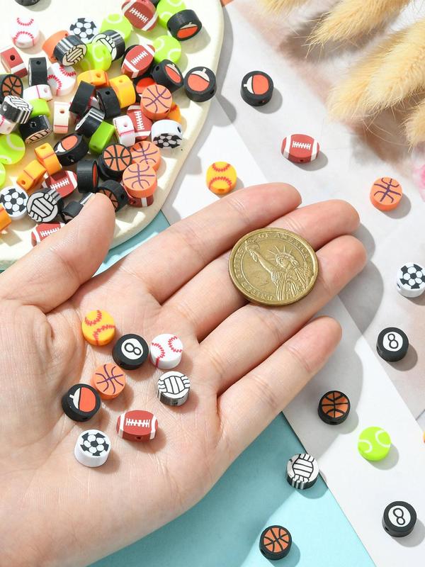 Sporty Themed Beads, Mixed Color Soft Clay Beads, DIY Jewelry Making Accessories for Bracelet & Necklace, Fashion Accessories for Men & Women