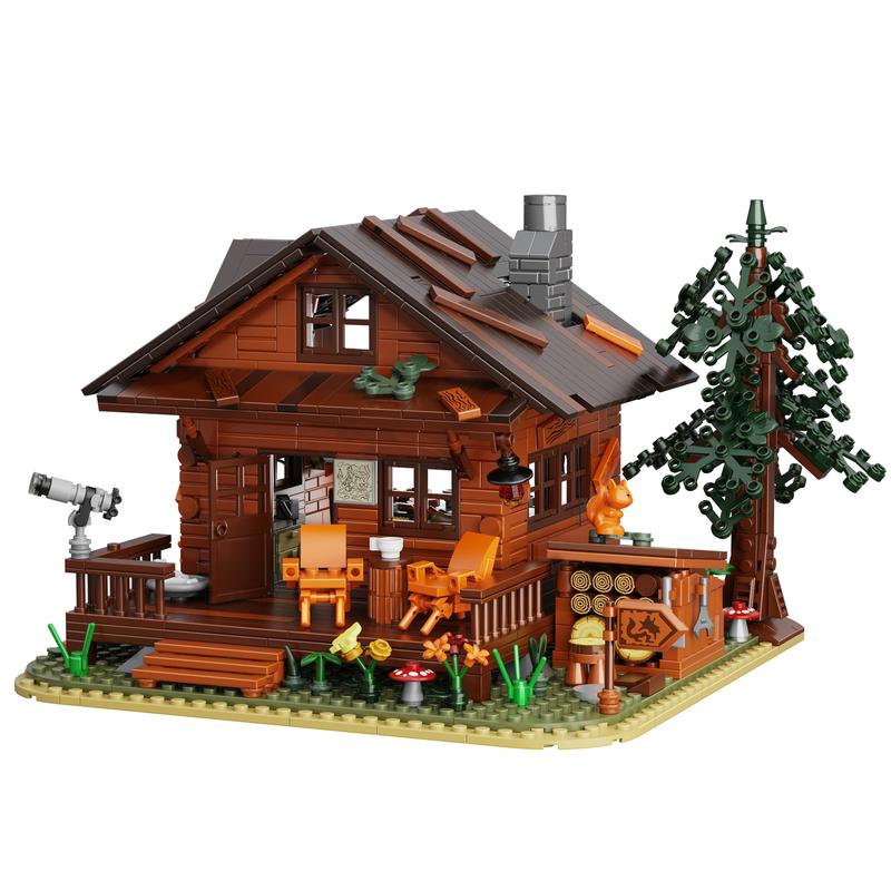 Forest Cabin House Building Blocks Set, Perfect Halloween Toys and Gifts for Fans and Kids (1077 pcs)