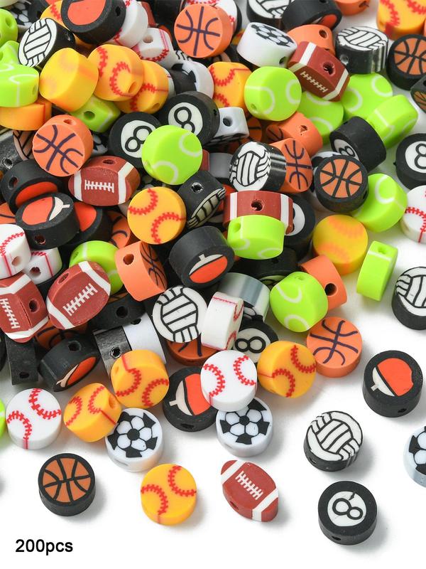 Sporty Themed Beads, Mixed Color Soft Clay Beads, DIY Jewelry Making Accessories for Bracelet & Necklace, Fashion Accessories for Men & Women