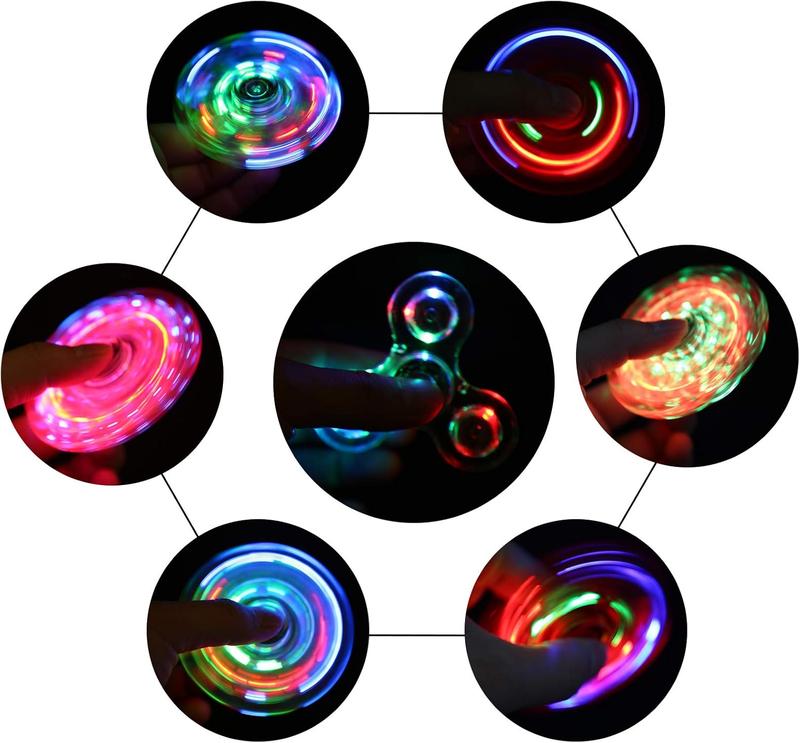 LED Fidget Spinners, Light Up Sensory Fidget Toys for Kids, Glow in The Dark Toys for Kids 4-8-12, ADHD Anxiety Stress Relief Toys for Adults, Christmas Classroom Prizes Return Gifts for Kids