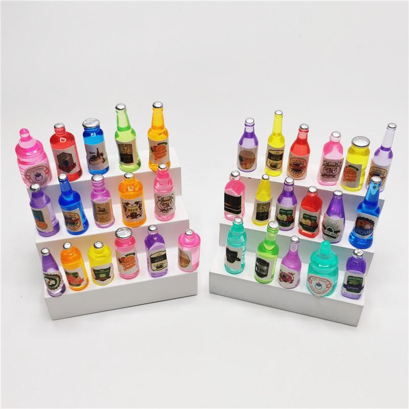 Random Color Mini Imitation Drink Bottle Kit, 30pcs set DIY Variety Toy House Tableware Decoration, Cake Dessert Food Decoration Supplies