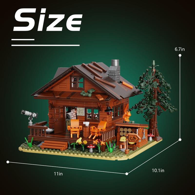 Forest Cabin House Building Blocks Set, Perfect Halloween Toys and Gifts for Fans and Kids (1077 pcs)