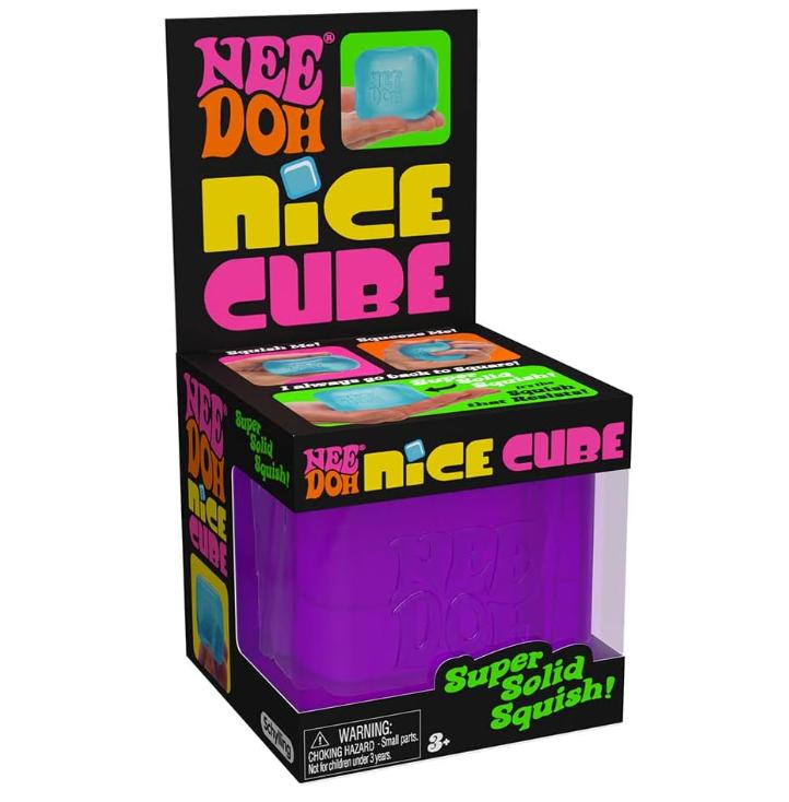 Schylling NeeDoh Nice Cube - Sensory Fidget Toy for Stress Relief - Square Shape with Groovy Goo Filling in Assorted Colors  - Pack of 1 Random Color nee doh  gumdrop