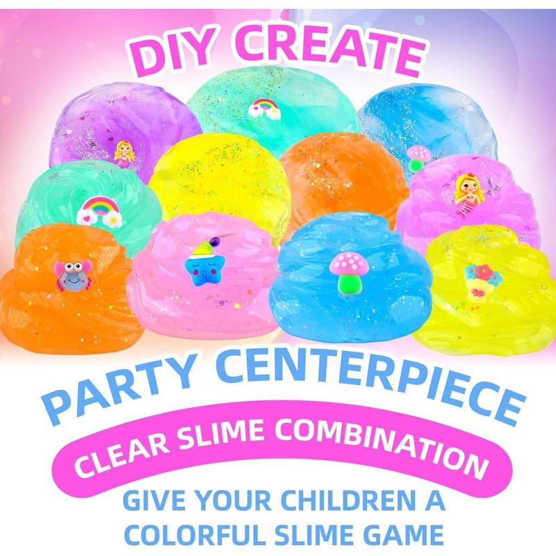 6 Pack Christmas Clear Slime Kit, Rich Colors Crystal Slime for Girls and Boys 4-12, Kids Birthday Party Favor Gifts, Sensory and Tactile, Stress Relief Toys, Super Soft Non-Sticky