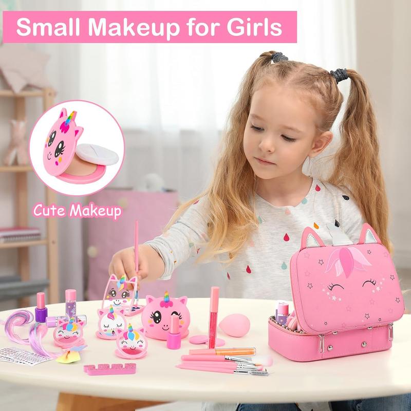 Kids Washable Makeup Girls Toys - Girls Makeup Kit for Kids Make up Set Real Makeup for Kid Little Girls Toddlers Children Princess Christmas Birthday Gifts Toys for 3 4 5 6 7 8 9 10 Year Old Girls