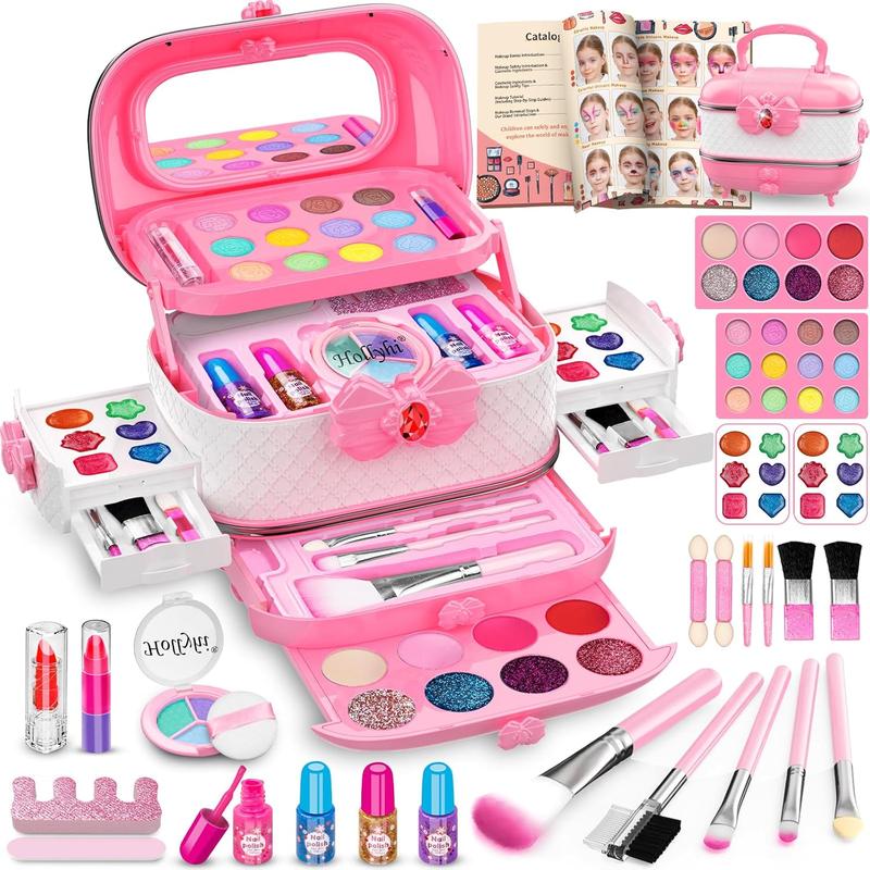 58 Pcs Kids Makeup Kit for Girl, Princess Toys Real Washable Cosmetic Set , Kids Makeup Sets for Girls, Play Make Up Christmas Gifts