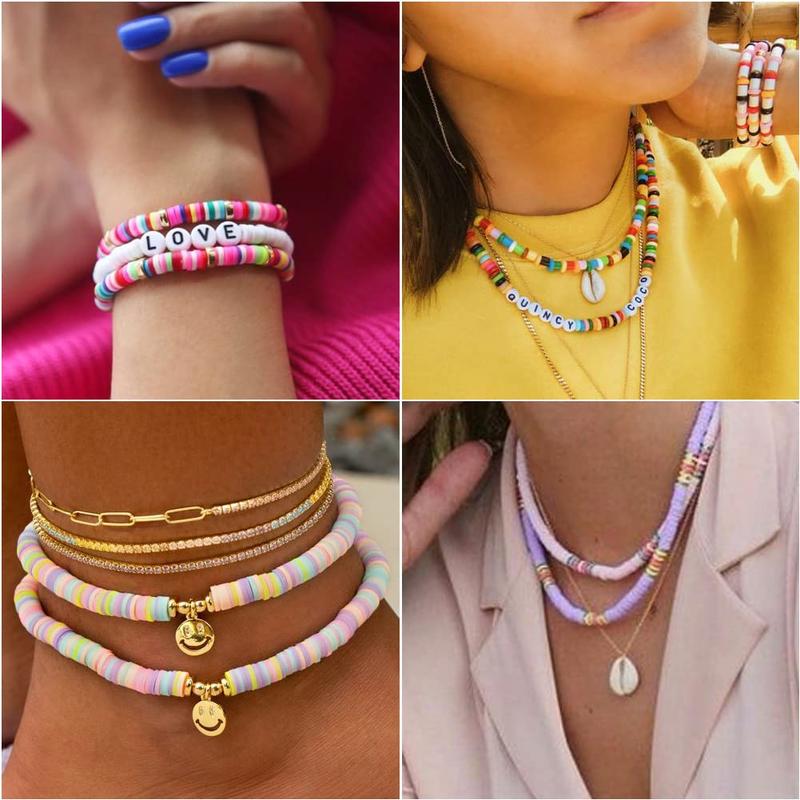 DIY Clay Beads Bracelet Making Craft Kit 4500 counts Jewelry Necklace Earrings Learning Educational Toy Birthday Christmas Gift