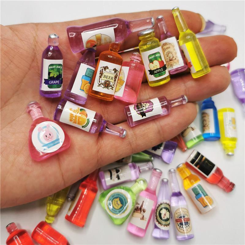 Random Color Mini Imitation Drink Bottle Kit, 30pcs set DIY Variety Toy House Tableware Decoration, Cake Dessert Food Decoration Supplies