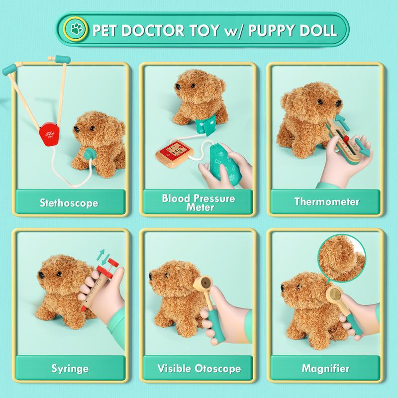 Doctor Kit for Kids, Vet Play Sets for Kids, Veterinarian Kit for Kids, Pretend Play Doctor Set with Doll Bag, Doctor Toys Gift for Kids Boys Girls