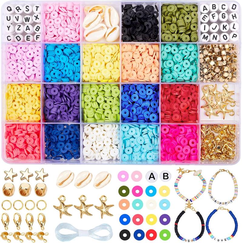 DIY Clay Beads Bracelet Making Craft Kit 4500 counts Jewelry Necklace Earrings Learning Educational Toy Birthday Christmas Gift