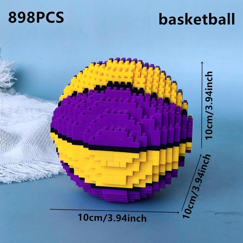 Football & Basketball Building Blocks, Creative DIY Micro Assembled Model , Three-dimensional Educational Brain Teaser Ornament for Home Decoration