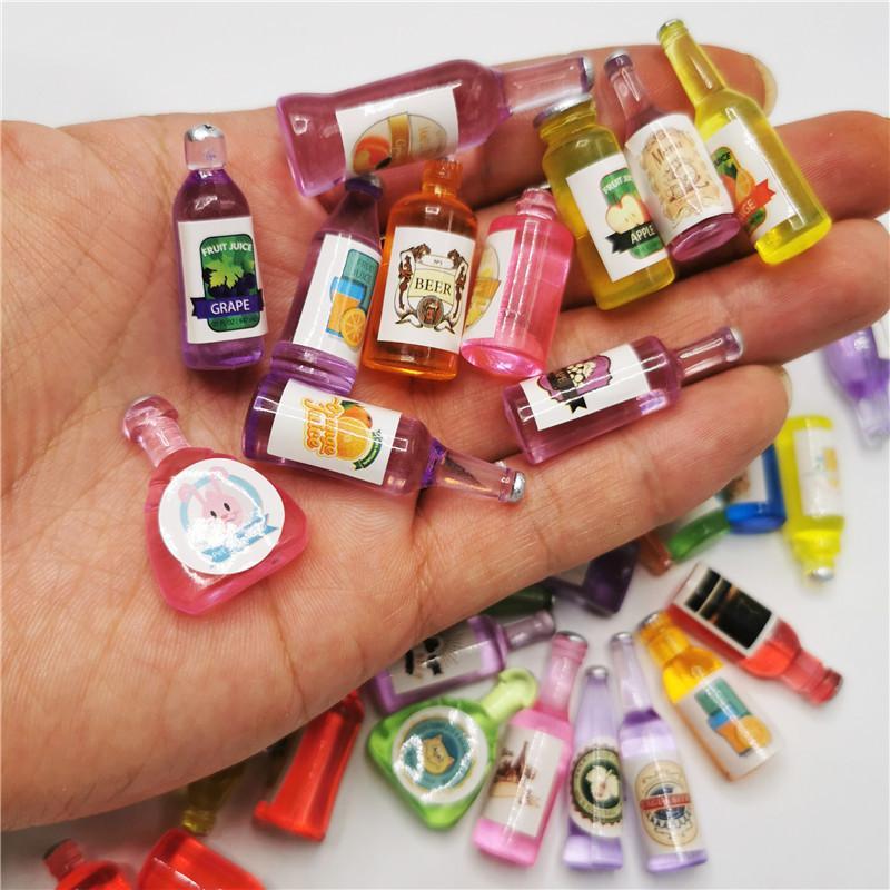 Random Color Mini Imitation Drink Bottle Kit, 30pcs set DIY Variety Toy House Tableware Decoration, Cake Dessert Food Decoration Supplies