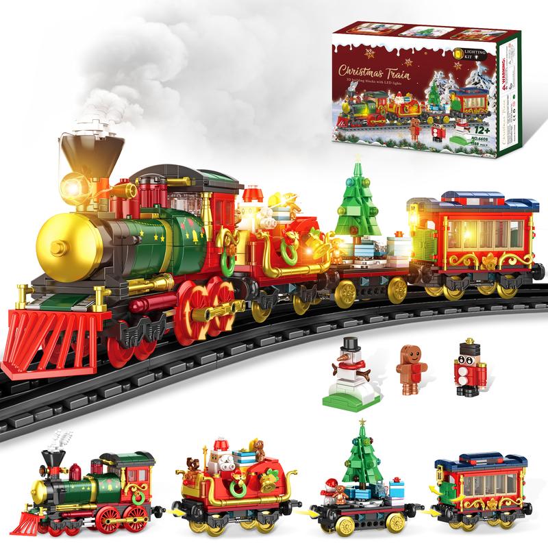 TOKMOC 2024 Christmas Series Building Block Set,Classic Christmas Tree,Gingerbread House,Christmas train and   Pink and Green Christmas Advent Calendar,Christmas Gift and Home Decoration Architecture ,For aged 12 and above