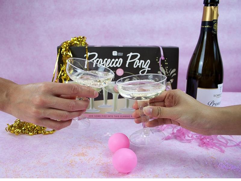 Talking Tables Prosecco Adult Drinking Includes Ping Pong Balls | Games for Bachelorette Party, Girls Night, Birthday, Bridal Shower, NYE, Cham, 12 Glasses