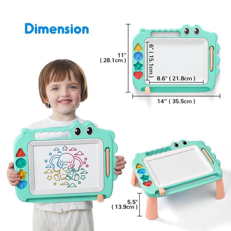 SGILE Magnetic Drawing Board for Early Learning, Color Erasable Doodle Writing Pad Gift for Baby Girls Boys, Painting Sketch Pad with Four Stamps