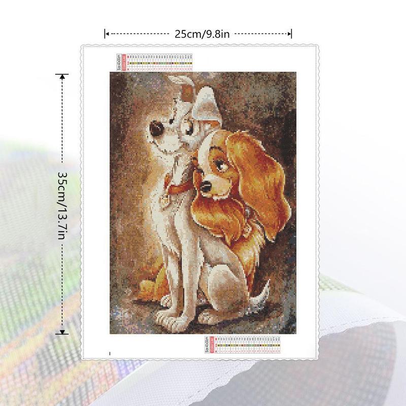 Missy & The Tramp Pattern DIY Diamond Art Painting Without Frame, DIY 5D Full Round Diamond Arts Painting Kit, Wall Art Decor For Home Living Room Bedroom