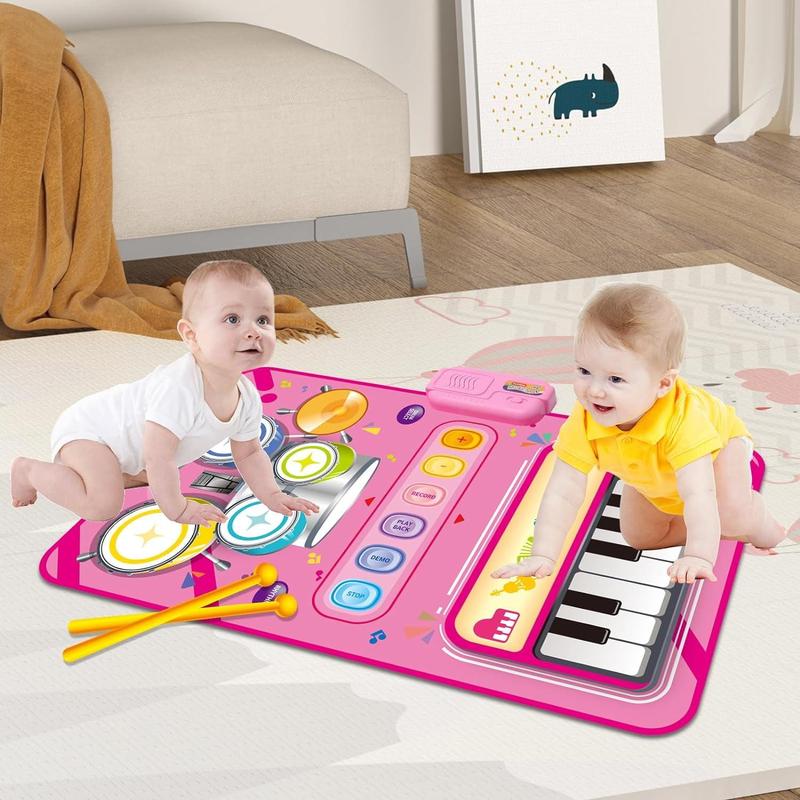 1 Year Old Girl Gifts, Piano Mat Kids Toys for 1 Year Old Girl, 2 in 1  Music Mat with Keyboard & Drum, Early Educational Musical Toys First Birthday Christmas Gifts