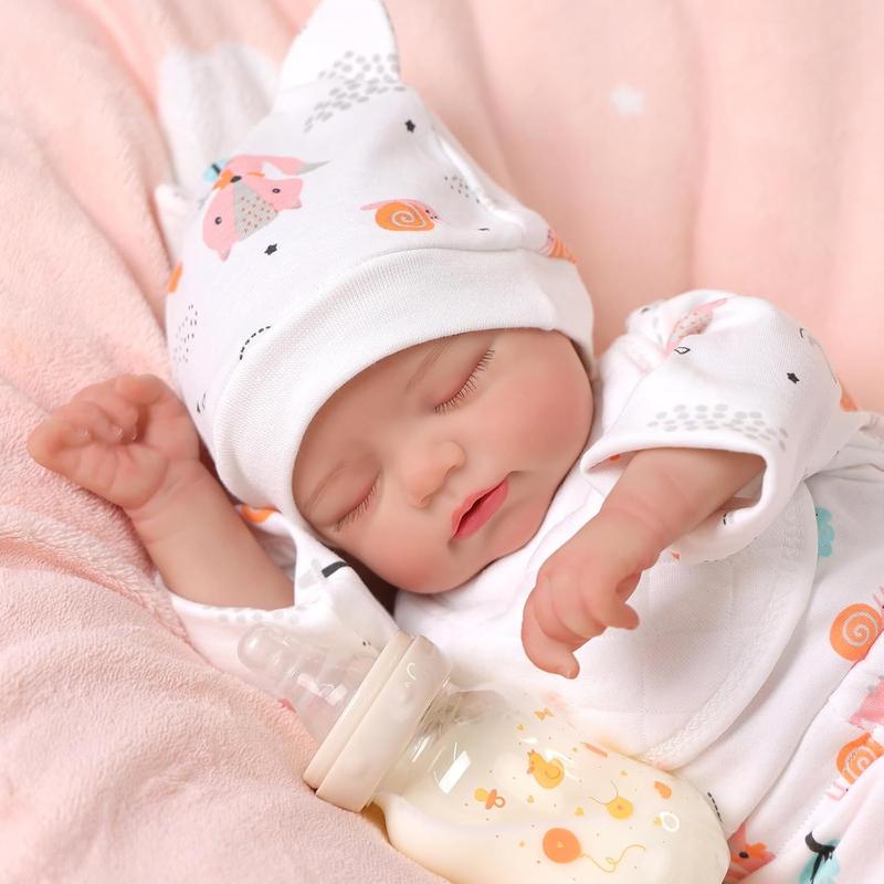 BABESIDE Lifelike Reborn Baby Dolls Gril Peach - 17inch Soft Body Realistic- Newborn Baby Dolls Real Life Baby Dolls Sleeping with Gift Box for Kids Age 3+